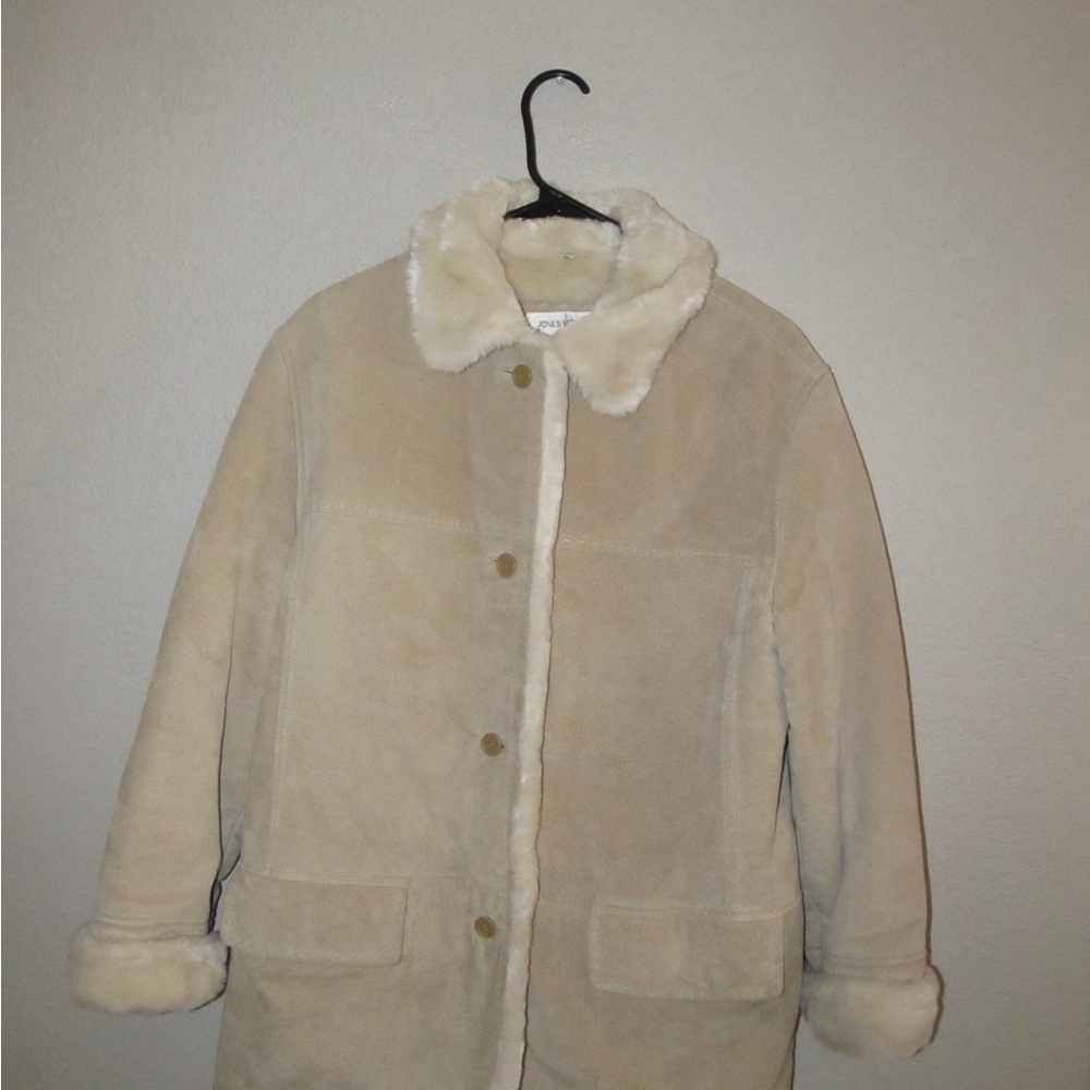 Jones New York Women's Tan Lined Leather Coat